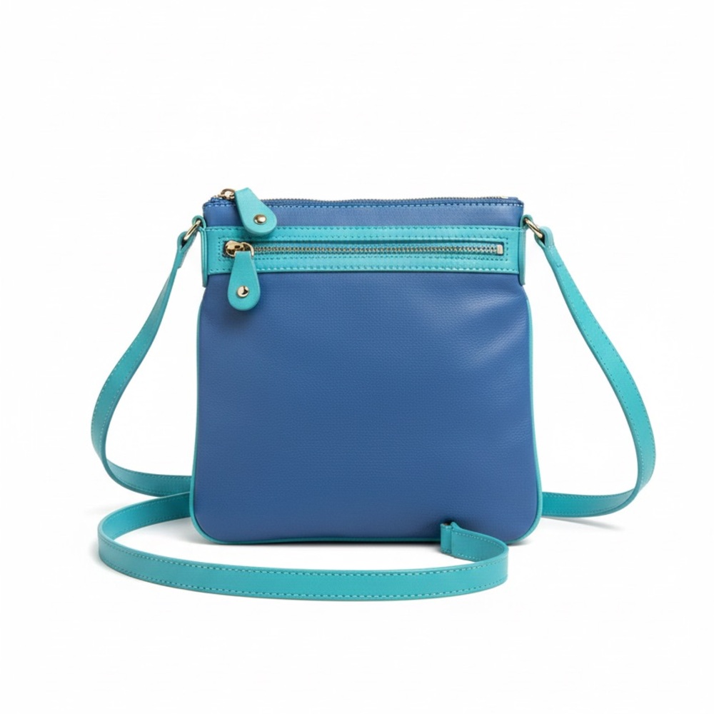 Kate Landry Blue Teal Navy Crossbody Bag Tri-Color Mermaidcore Luxe